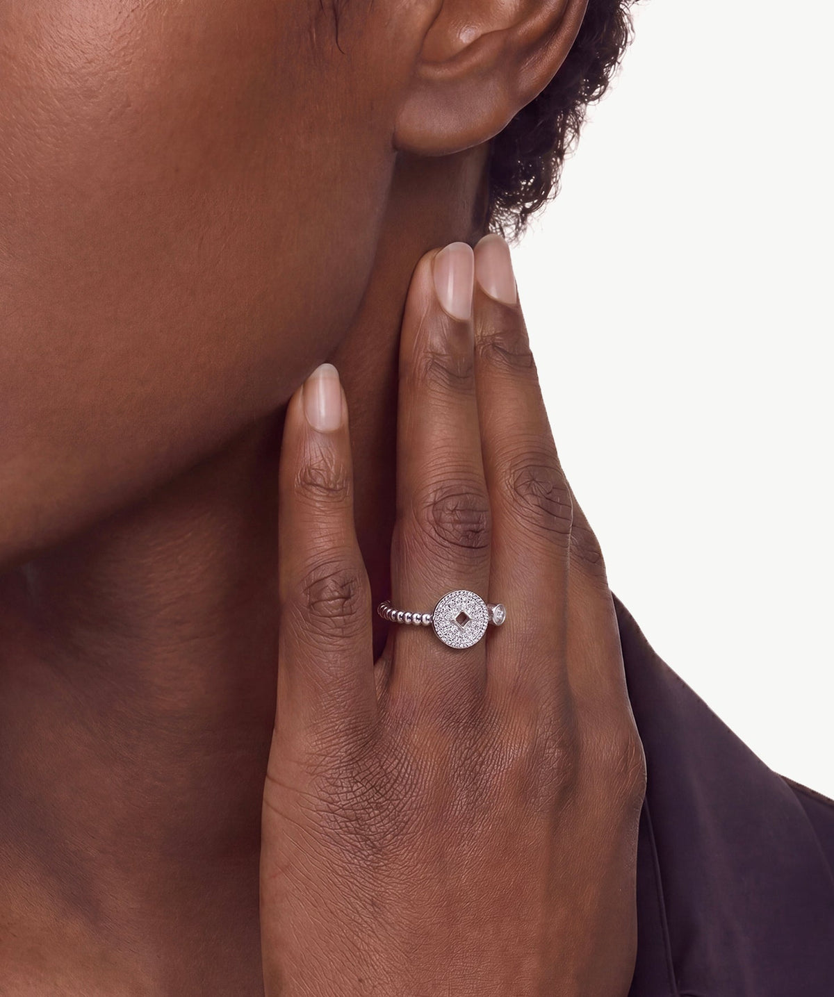 Aura Milgrain Copper Coin Open Ring