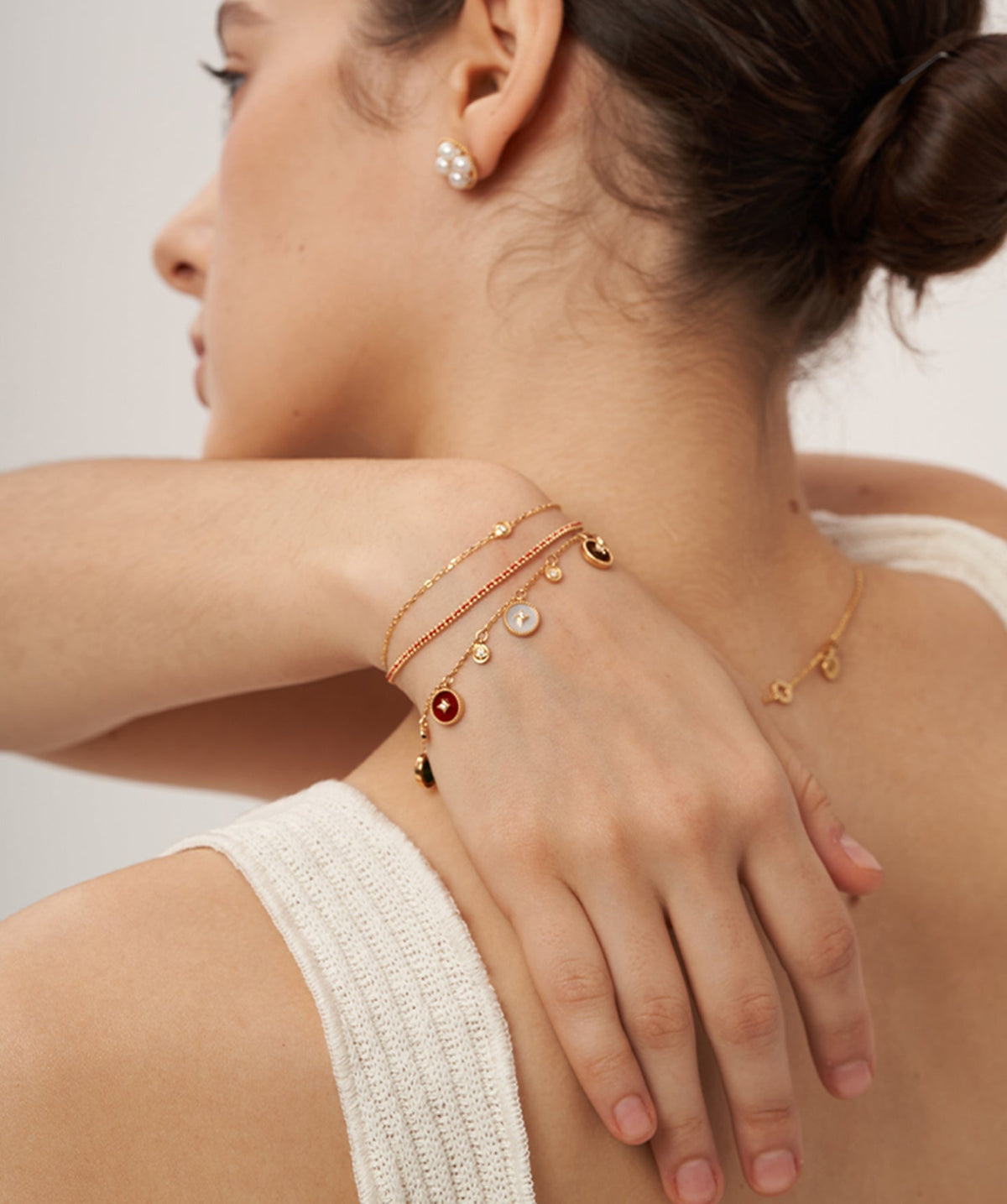 Aura Red String Double Chain Bracelet