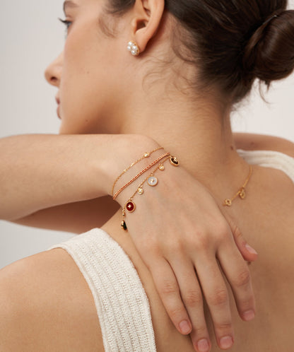 Aura Red String Double Chain Bracelet