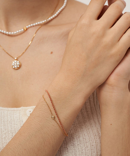 Aura Red String Double Chain Bracelet