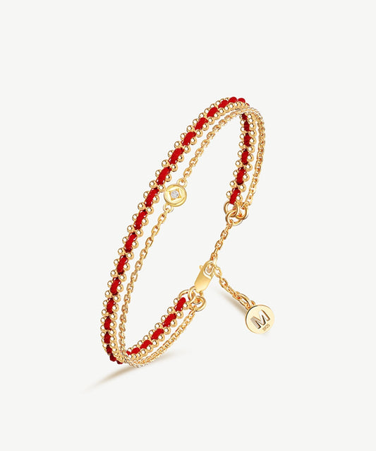 Aura Red String Double Chain Bracelet