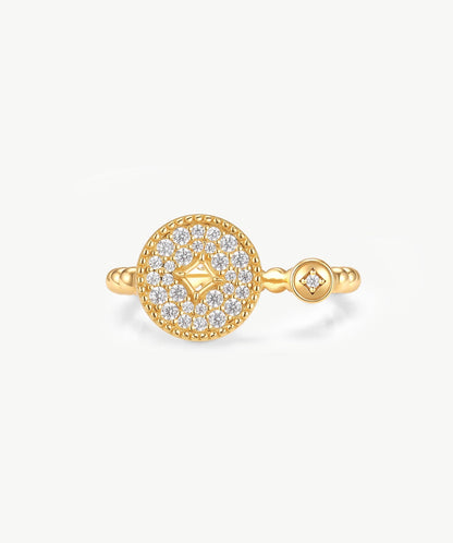 Aura Milgrain Copper Coin Open Ring