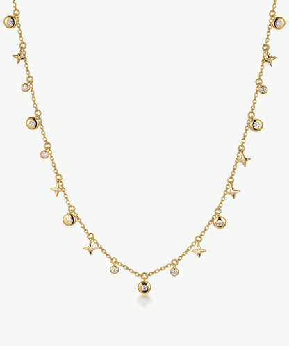 Cetus Pave Star & Moon Lariat Necklace
