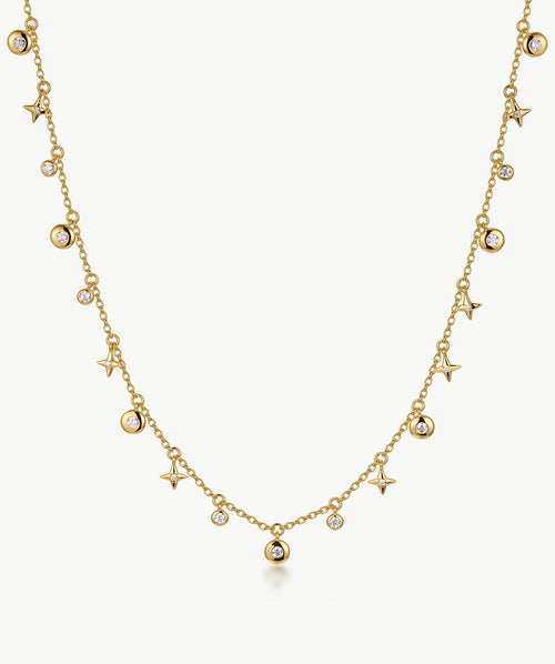 Cetus Pave Star & Moon Lariat Necklace