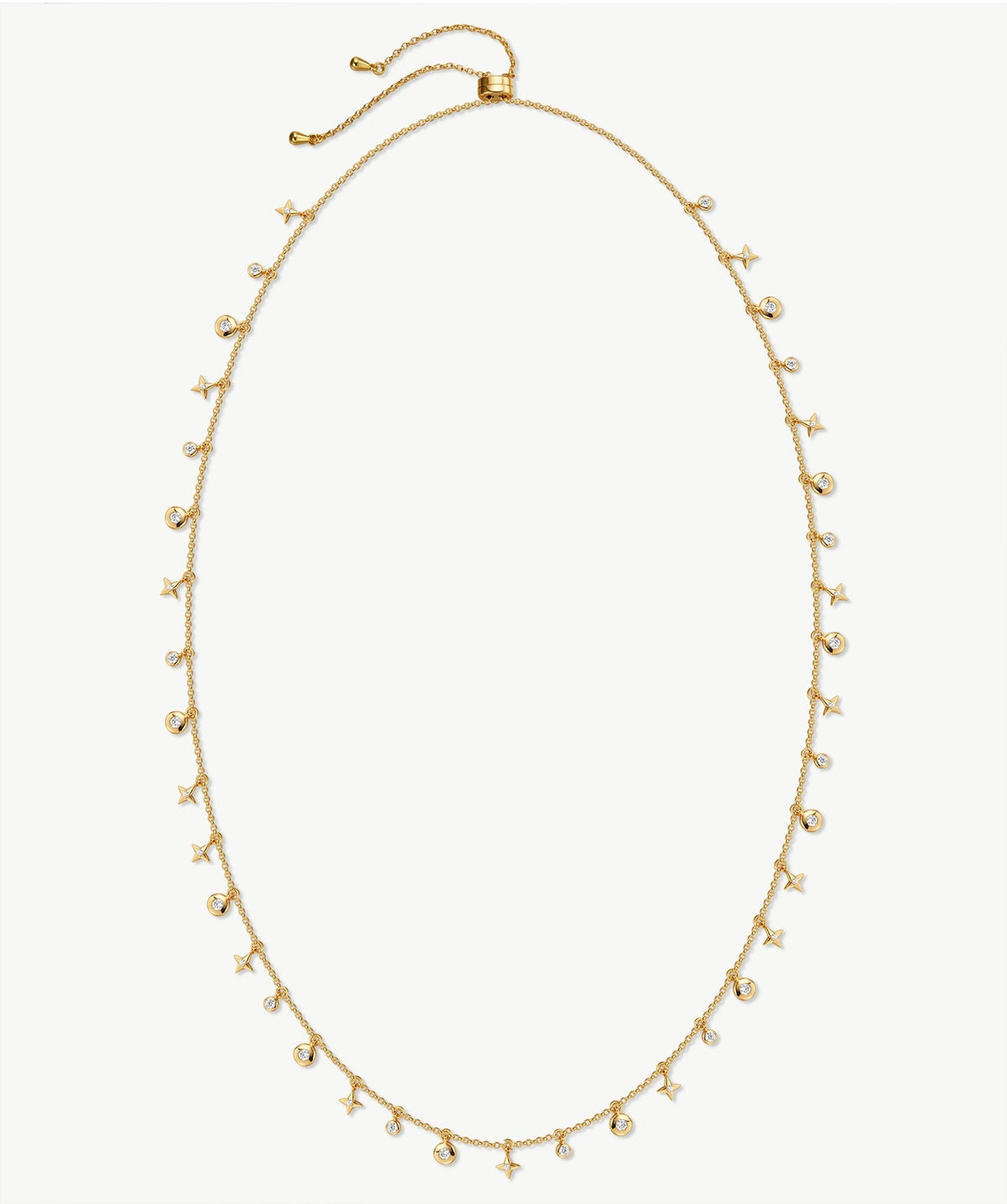 Cetus Pave Star & Moon Lariat Necklace