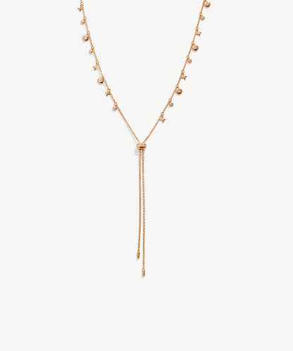 Cetus Pave Star & Moon Lariat Necklace