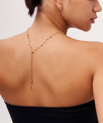 Cetus Pave Star & Moon Lariat Necklace
