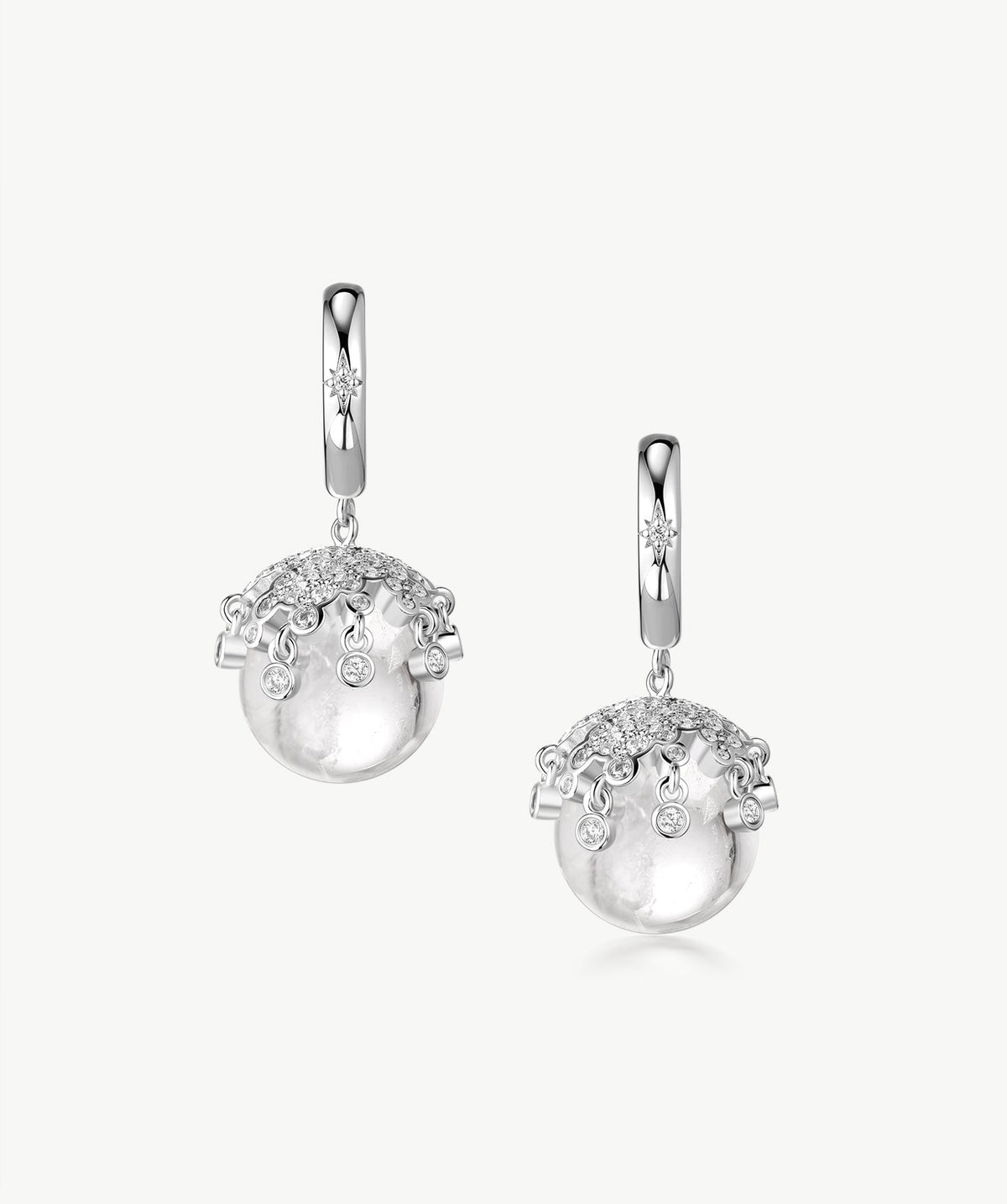 Cetus White Quartz Orb Drop Earrings