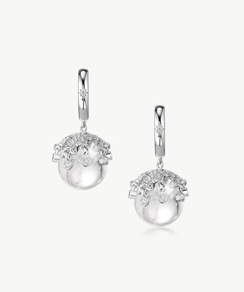 Cetus White Quartz Orb Drop Earrings