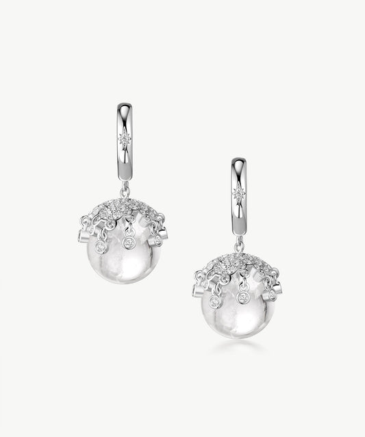 Cetus White Quartz Orb Drop Earrings