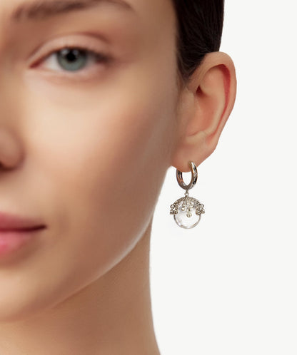 Cetus White Quartz Orb Drop Earrings