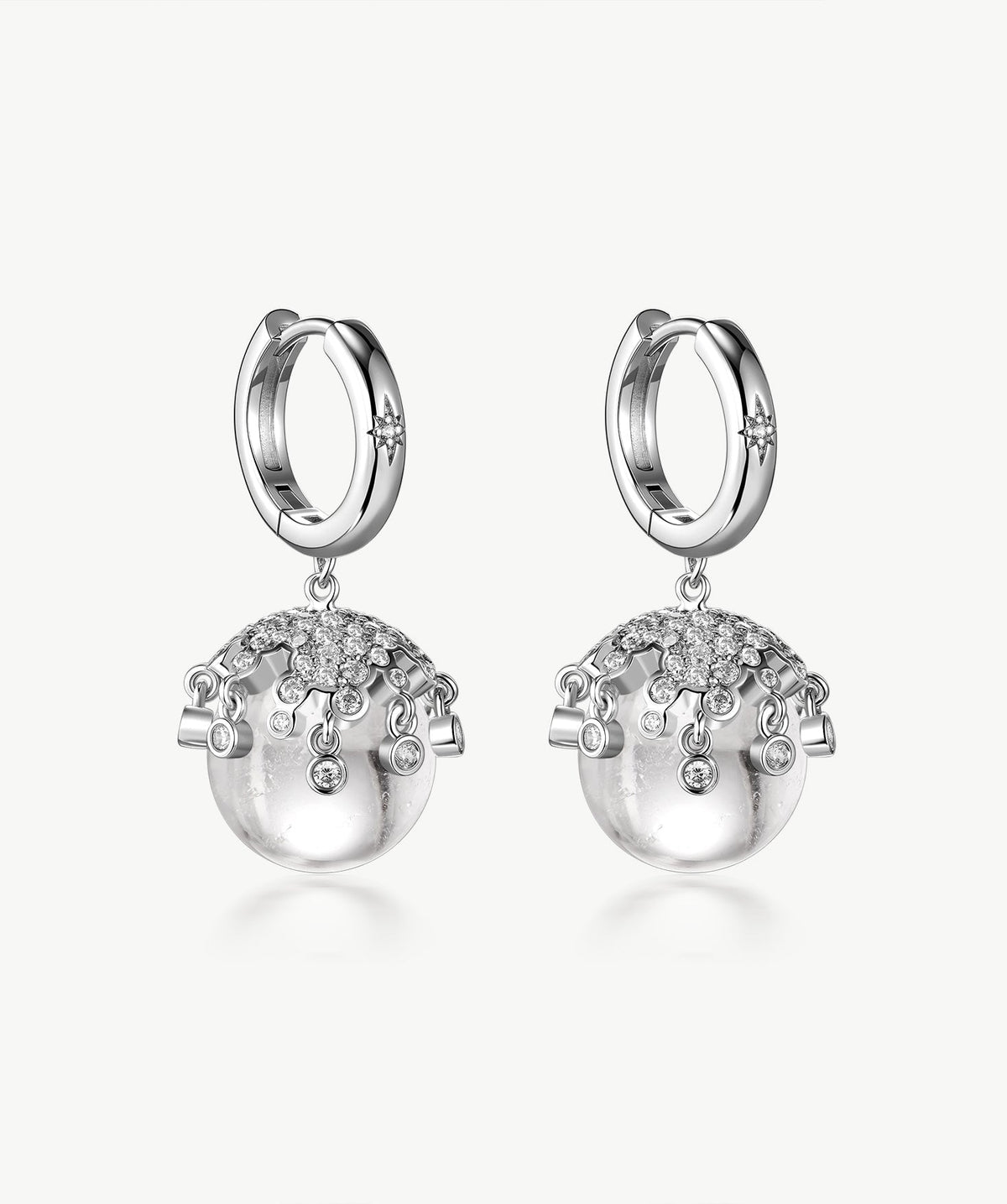 Cetus White Quartz Orb Drop Earrings