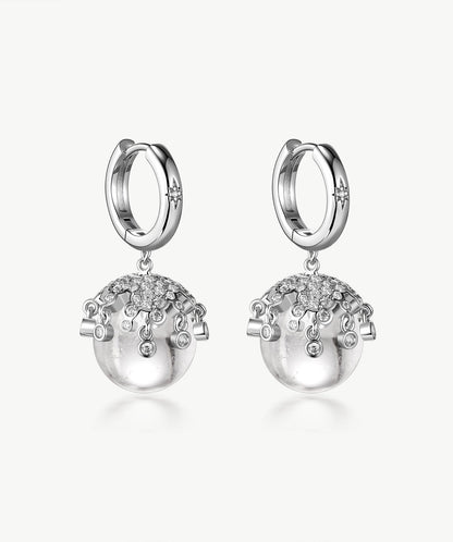 Cetus White Quartz Orb Drop Earrings