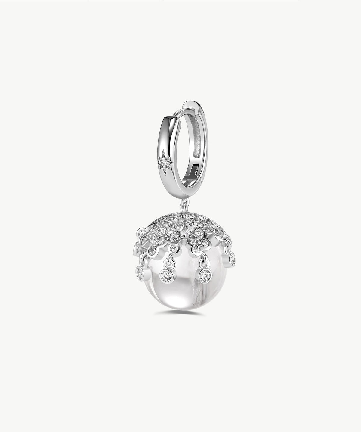 Cetus White Quartz Orb Drop Earrings