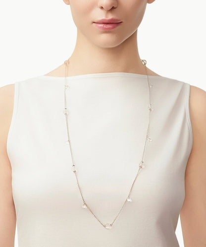 Cetus White Quartz Station Necklace