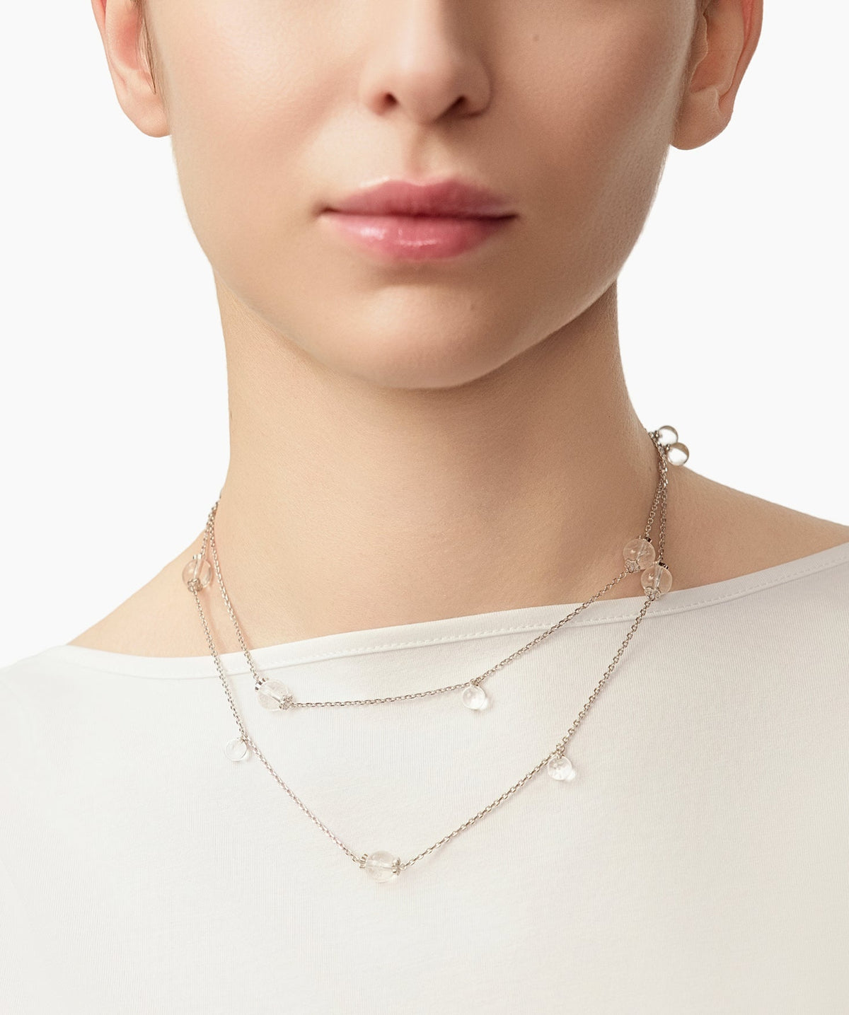 Cetus White Quartz Station Necklace