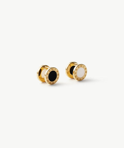 Chronos Gemstone Roman Numbers Stud Earrings