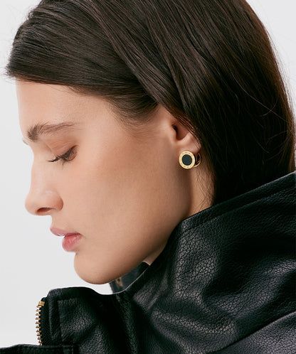 Chronos Gemstone Roman Numbers Stud Earrings