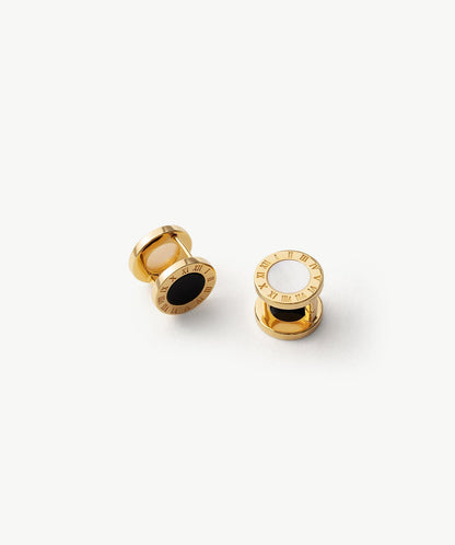 Chronos Gemstone Roman Numbers Stud Earrings