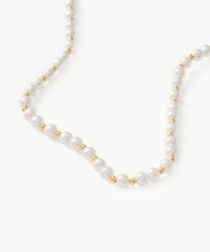 Classic Pearl Alternating Beaded Necklace