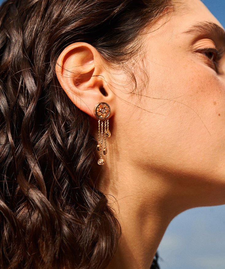 Halo Copper Coin Fringe Earrings