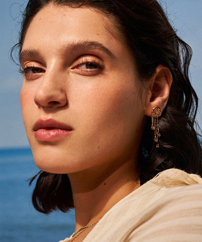 Halo Copper Coin Fringe Earrings