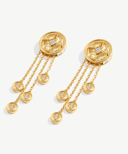 Halo Copper Coin Fringe Earrings