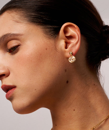 Halo Copper Coin Drop Earrings