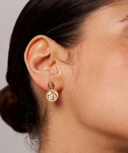 Halo Copper Coin Drop Earrings