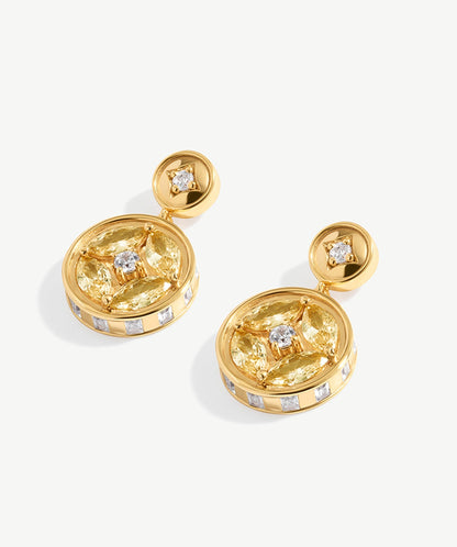 Halo Copper Coin Drop Earrings