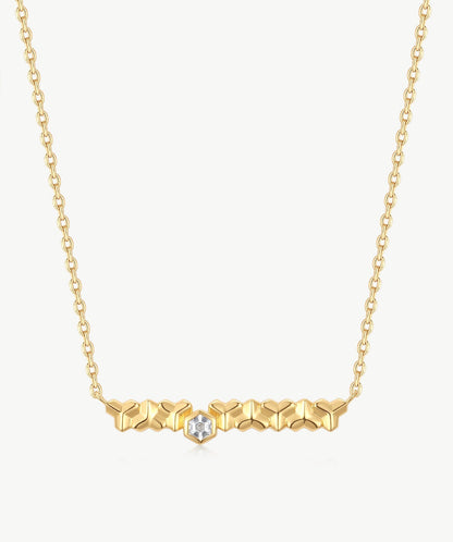 Lynka Chain-Link Gem Bar Necklace