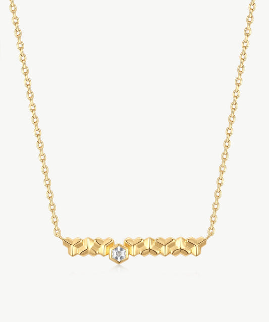 Lynka Chain-Link Gem Bar Necklace
