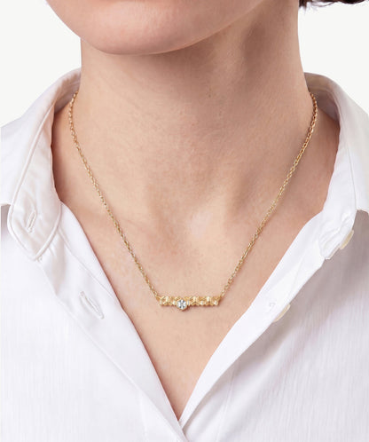 Lynka Chain-Link Gem Bar Necklace