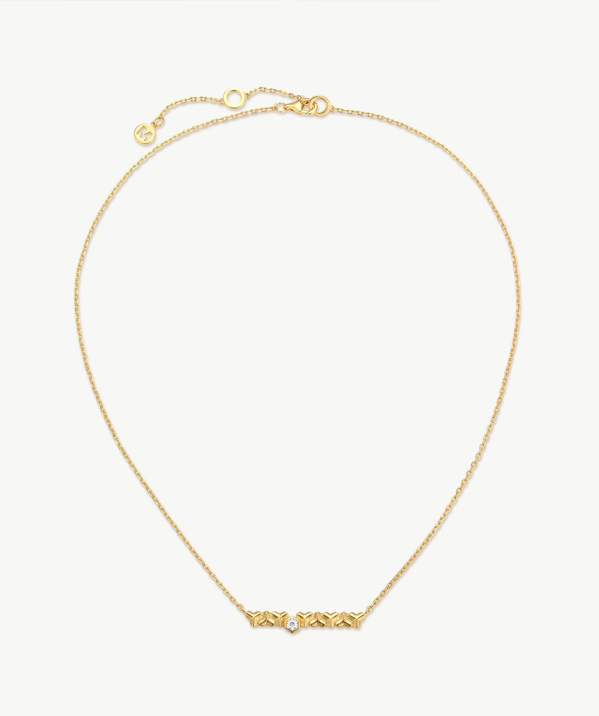 Lynka Chain-Link Gem Bar Necklace