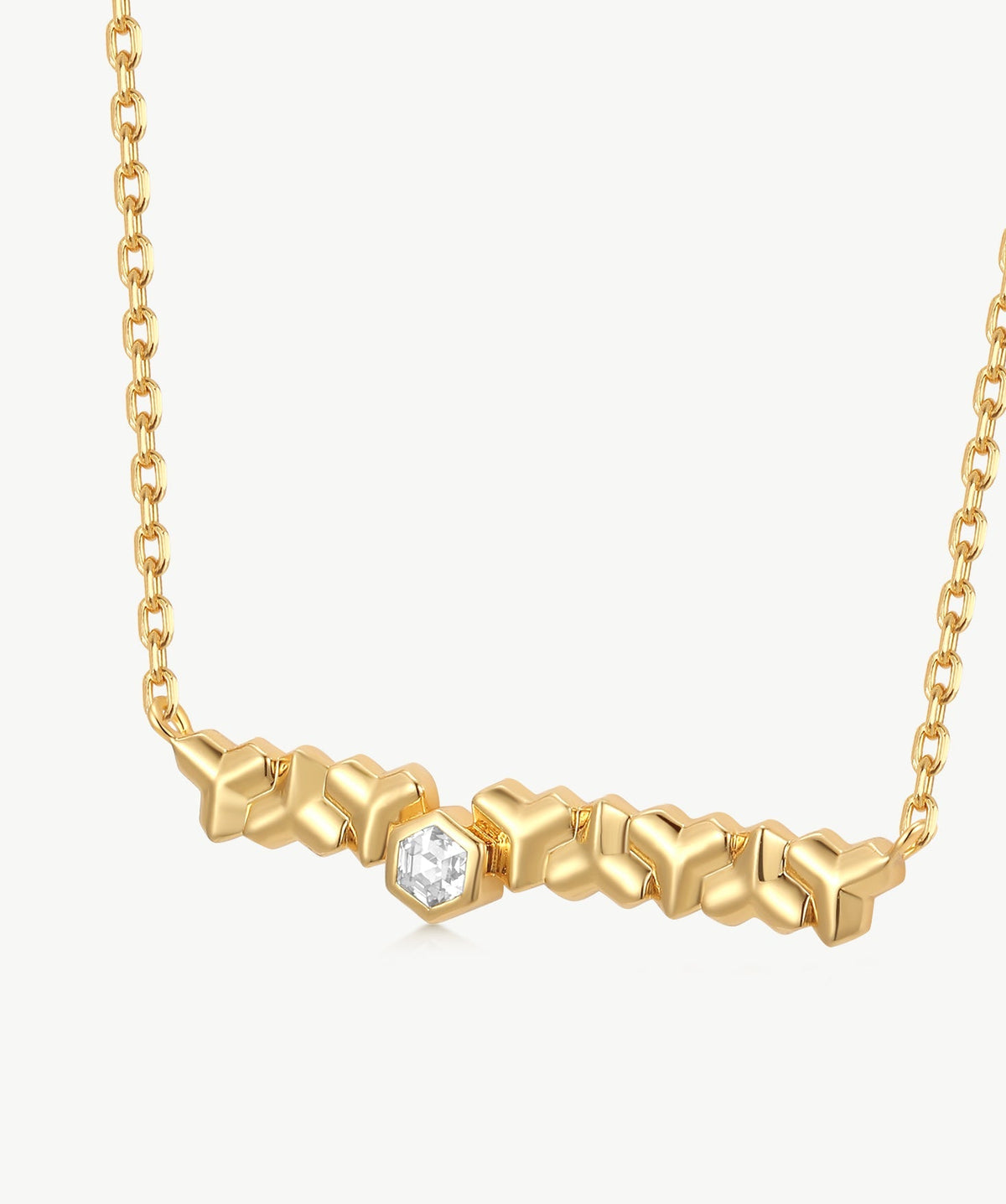 Lynka Chain-Link Gem Bar Necklace