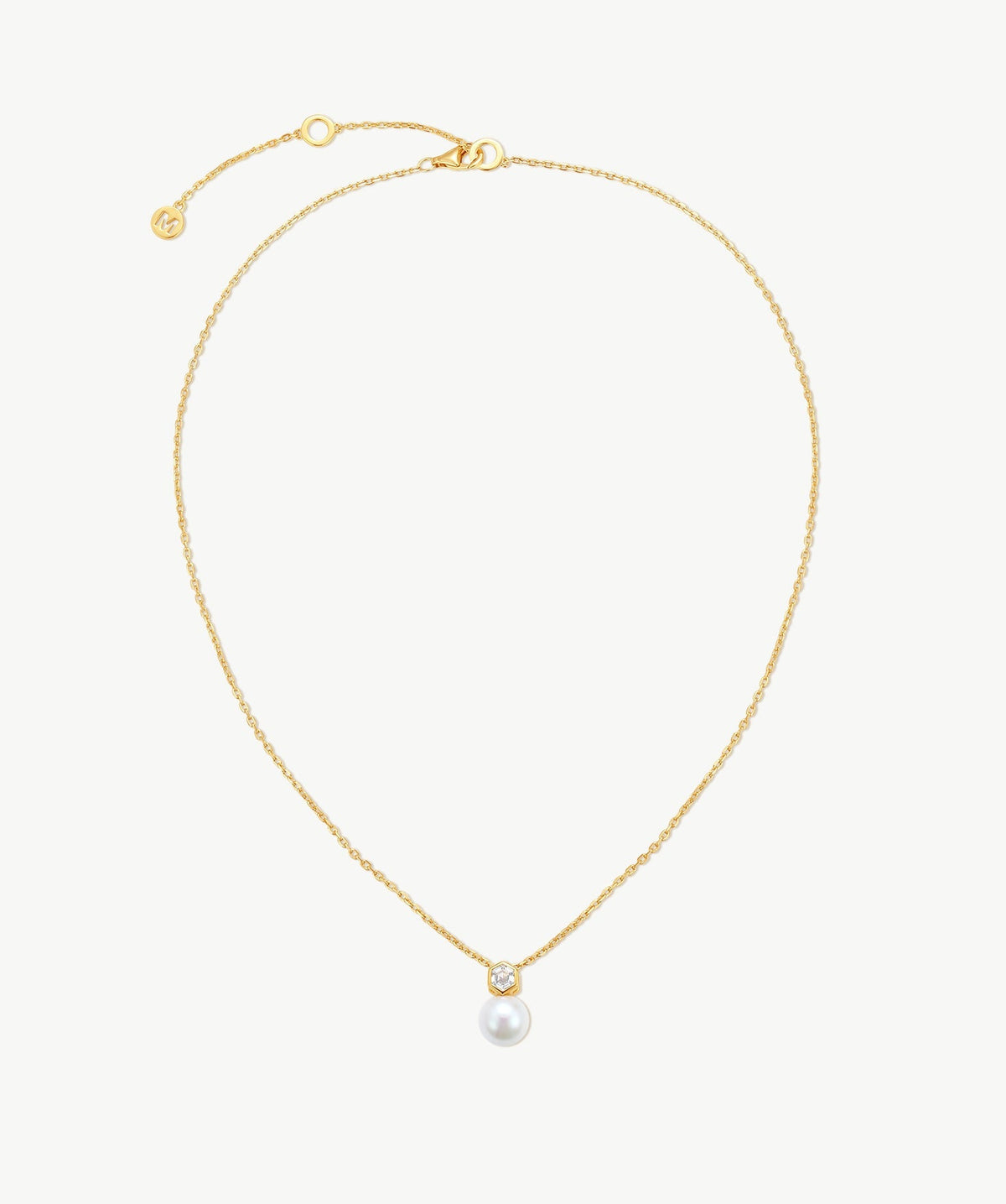 Lynka Hexagon Pearl Pendant Necklace
