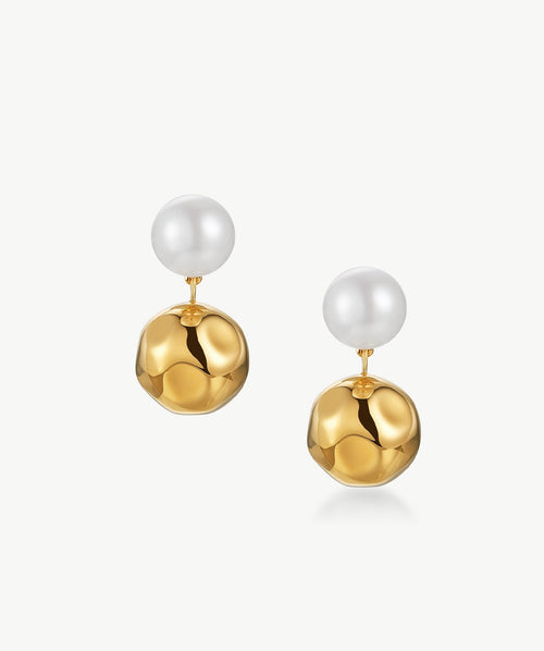 Molten Pearl Dual Stud Earrings