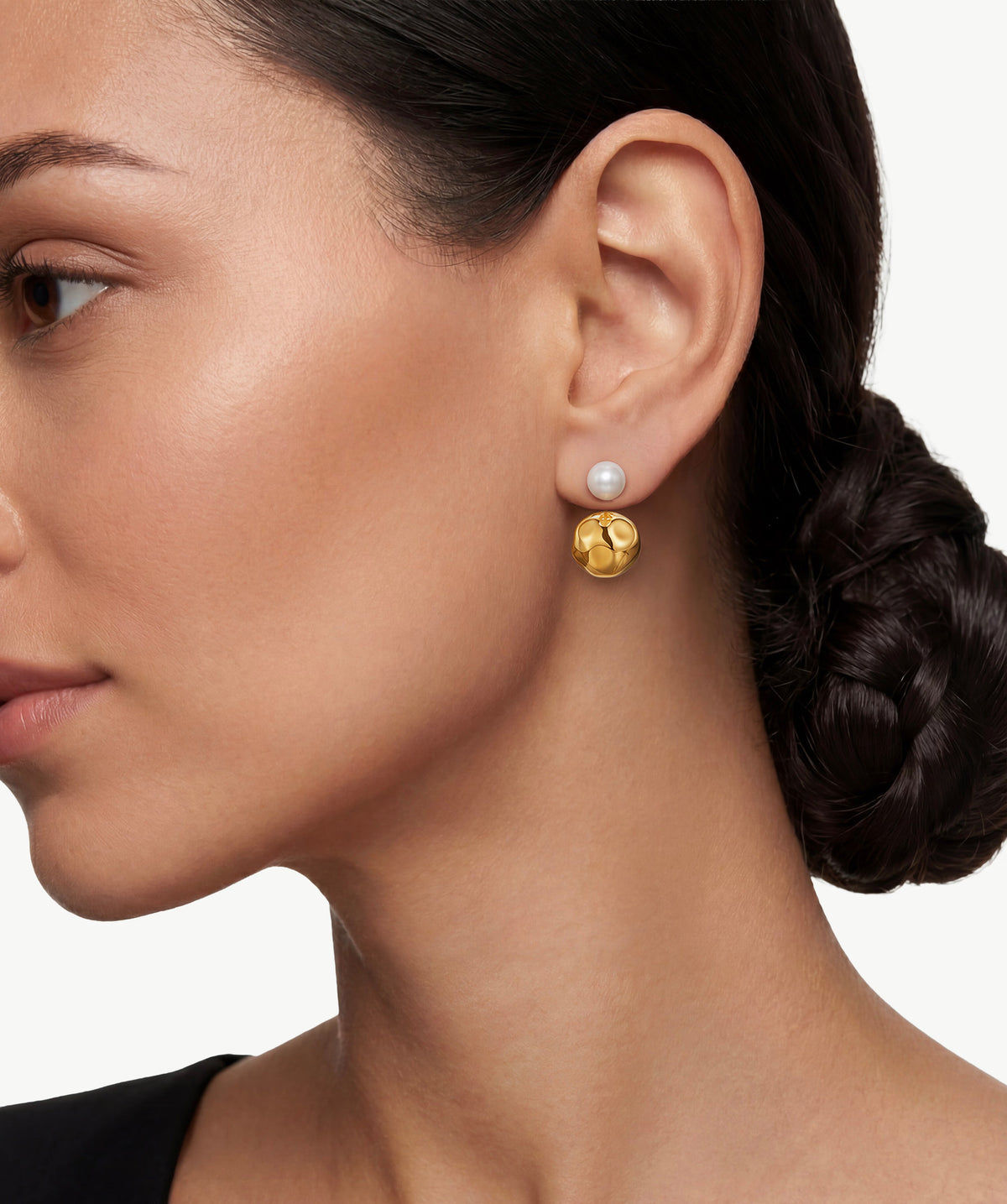 Molten Pearl Dual Stud Earrings