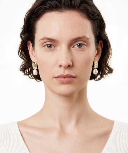 Molten Pearl Pave Eroded Mini Hoop Earrings