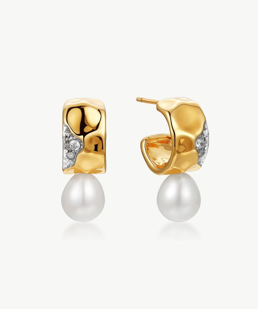 Molten Pearl Pave Eroded Mini Hoop Earrings