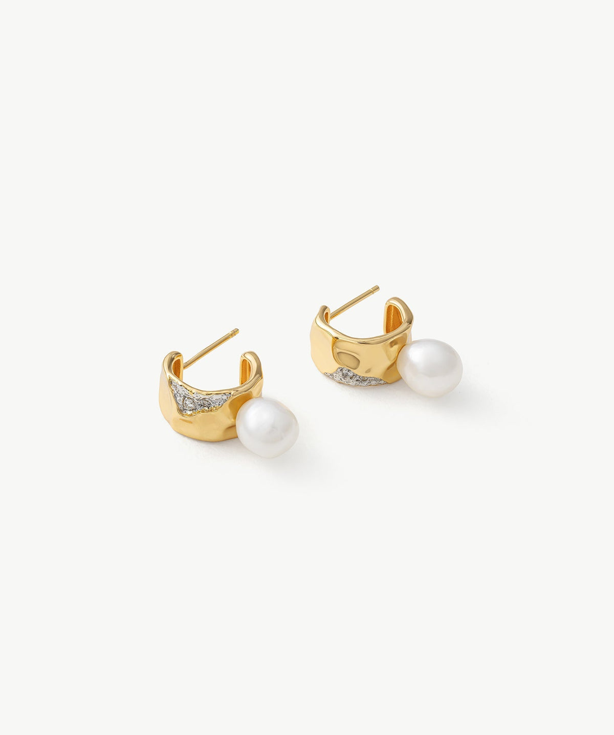 Molten Pearl Pave Eroded Mini Hoop Earrings