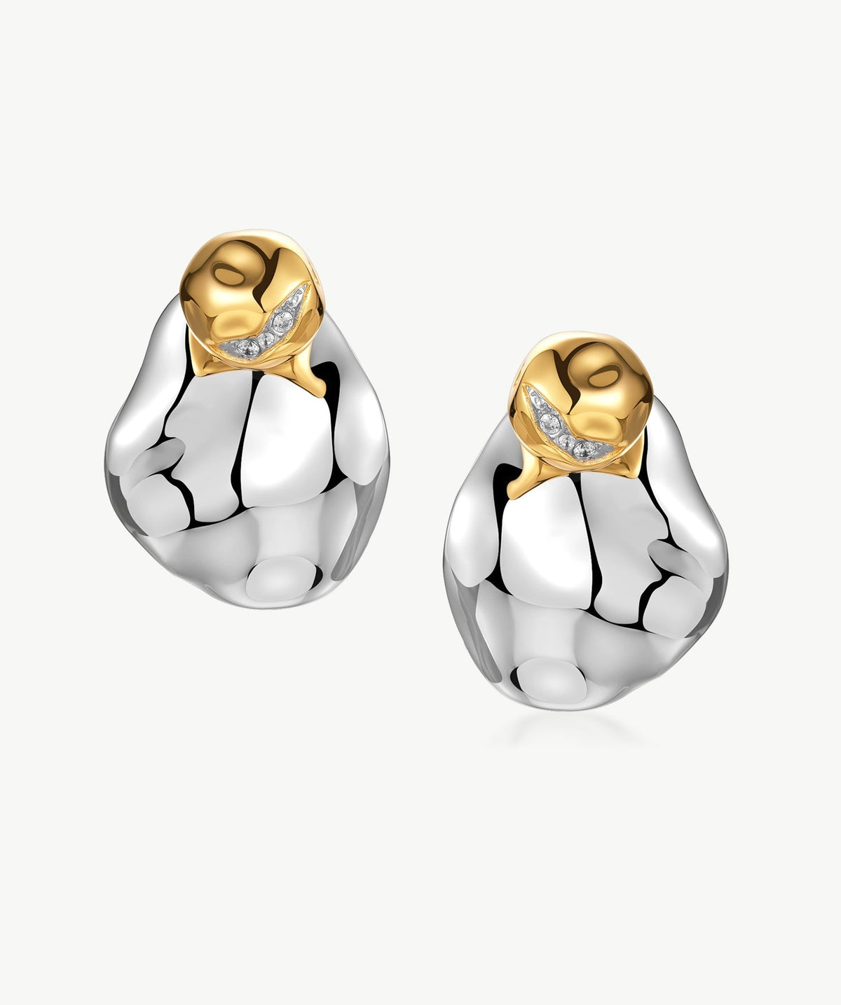 Molten Two-Tone Eroded Stud Earrings