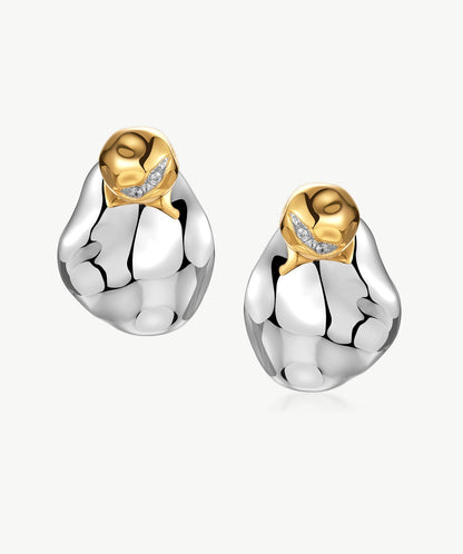 Molten Two-Tone Eroded Stud Earrings