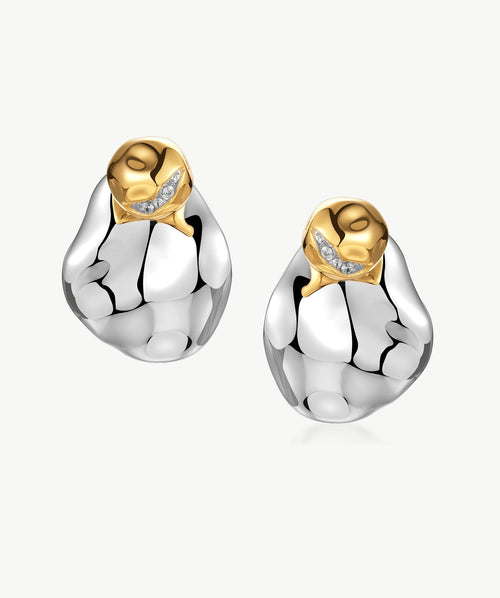 Molten Two-Tone Eroded Stud Earrings