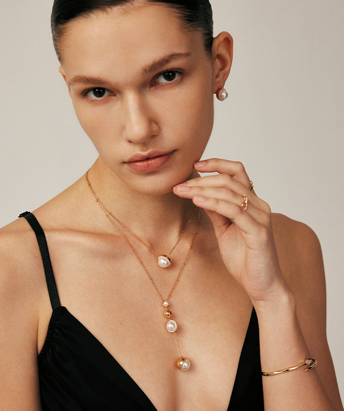 Phase Pearl Pave Moon Pendant Necklace