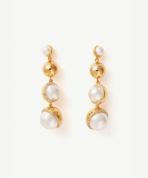 Phase Pearl Pave Moon Cocktail Earrings