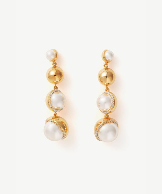 Phase Pearl Pave Moon Cocktail Earrings