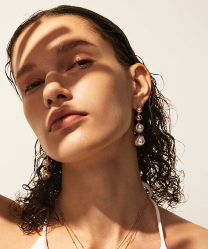Phase Pearl Pave Moon Cocktail Earrings