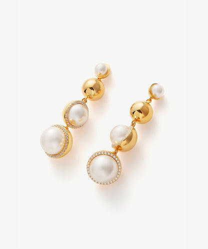 Phase Pearl Pave Moon Cocktail Earrings