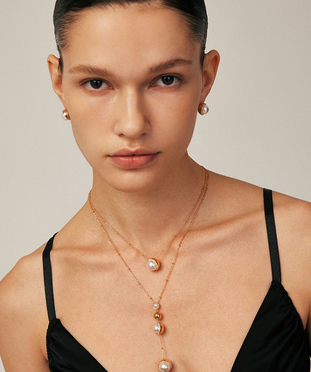Phase Pearl Pave Moon Pendant Necklace